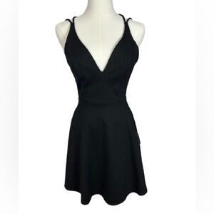 Lulu's Black Deep V-Neck Mini Dress
